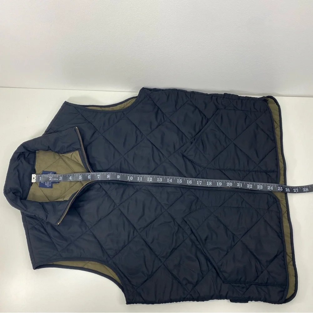 J. Crew Authentic Outerwear New York NY Black Olive Green Quilted Zip Up Vest M